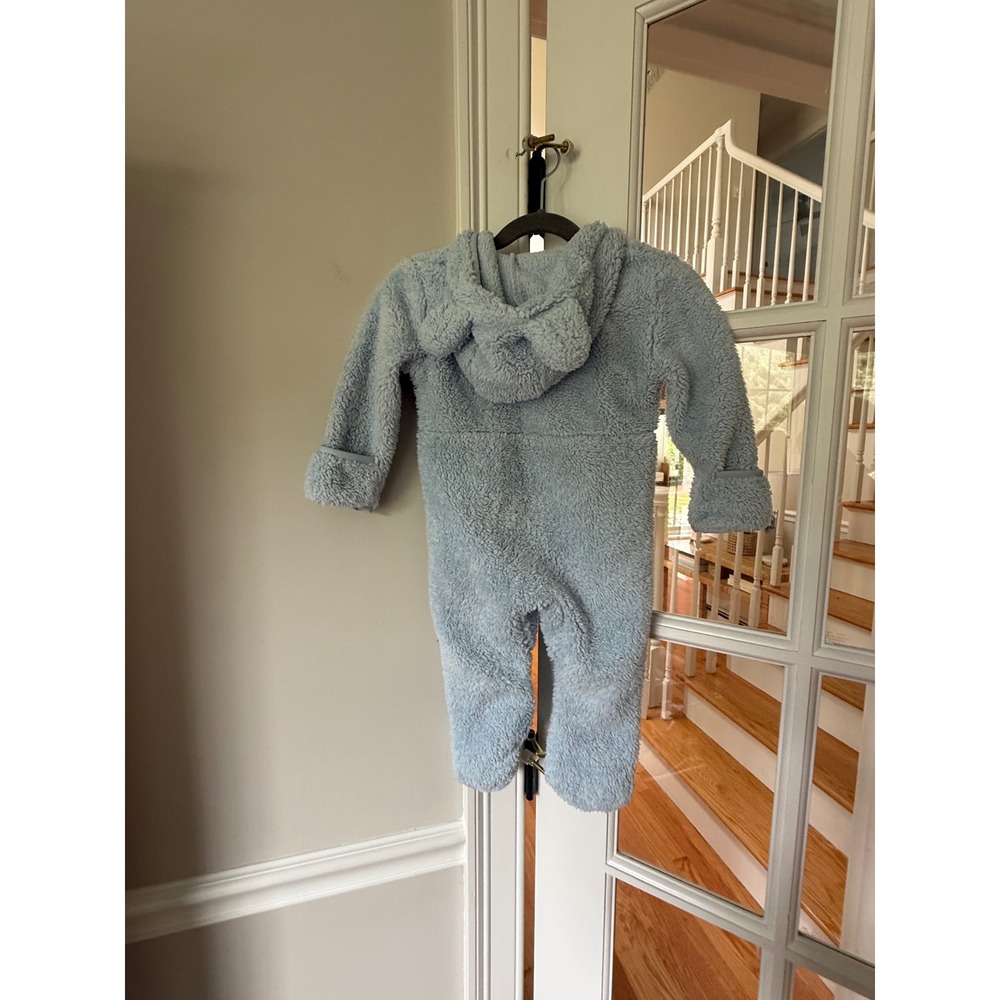 The North Face Baby Campshire One Piece Hooded Footie Blue Fleece 6-12M - Picture 6 of 6